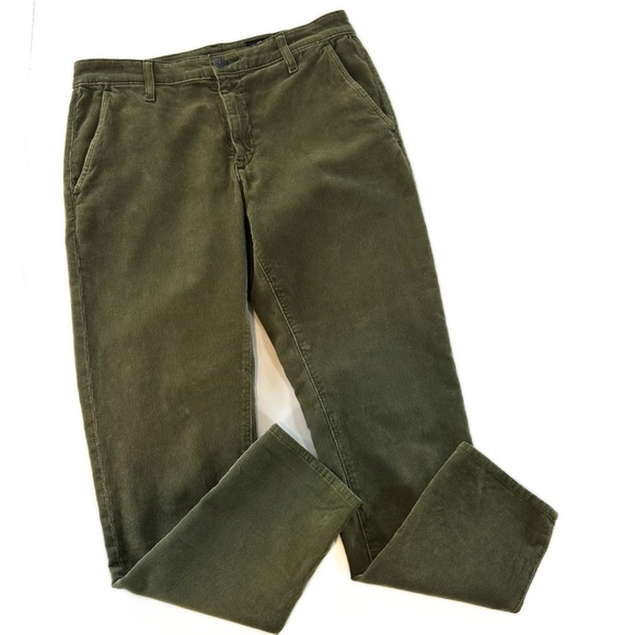 Adriano Goldschmied Green Corduroy Straight Leg Trouser Pants Womens 27 Caden - Picture 2 of 7